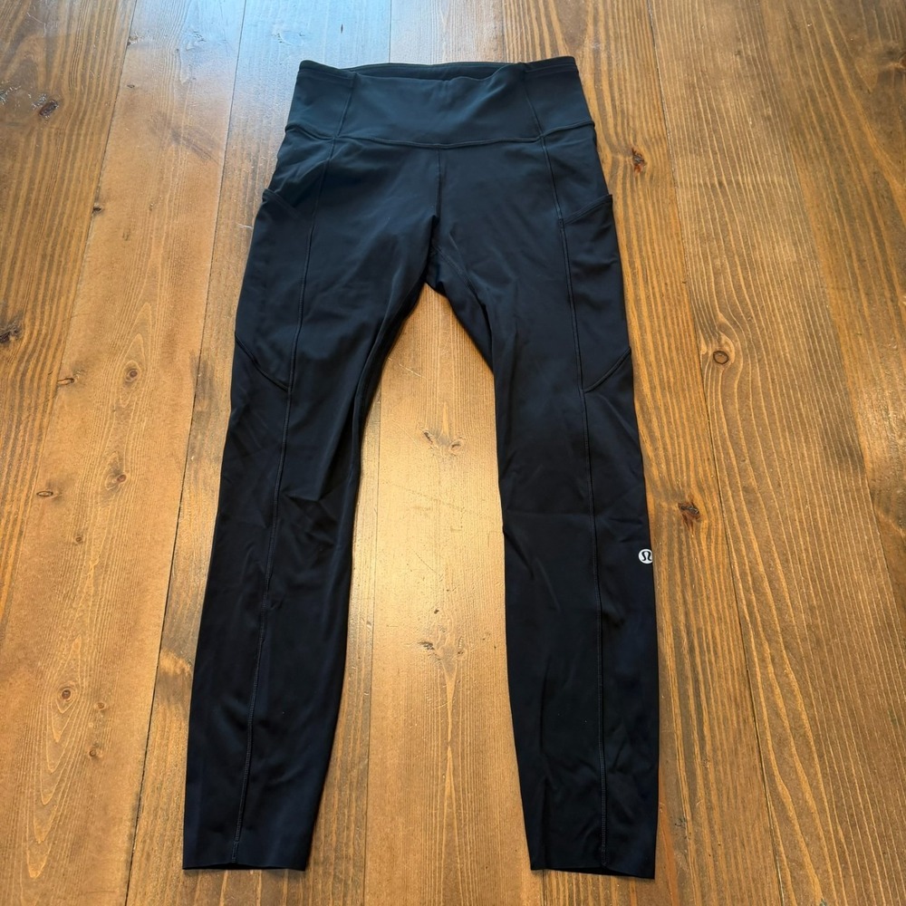 Lululemon Fast and Free Tight Leggings Womens 6 Black Stretch High Waist PELOTON
